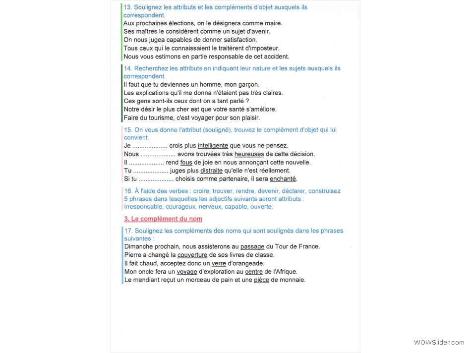 Exercices de grammaire