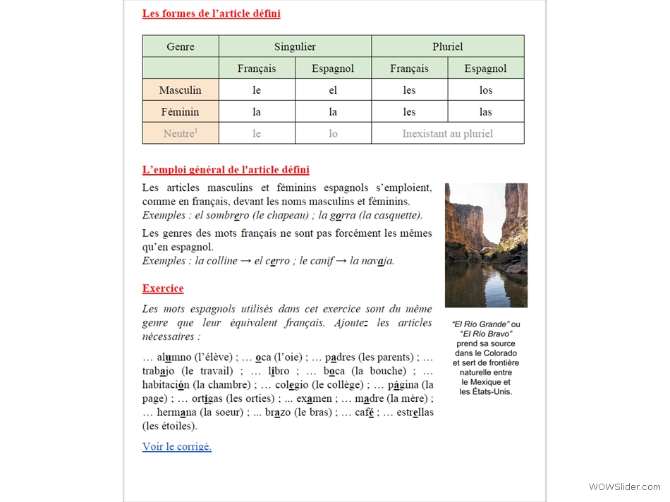 Cours d'espagnol