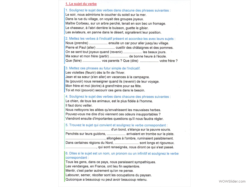 Exercices de grammaire