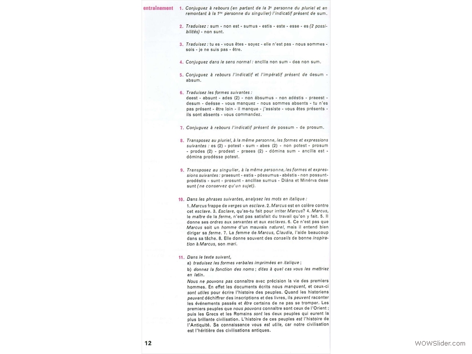 Latin - 1e année -  Initiation aux lettres latines - Magnard - Page 12